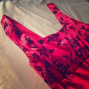 Red Gown with velvet accent